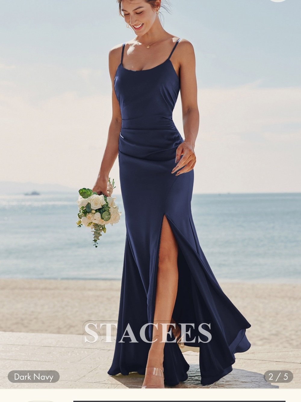 Stacees Dark Navy wedding guest dress